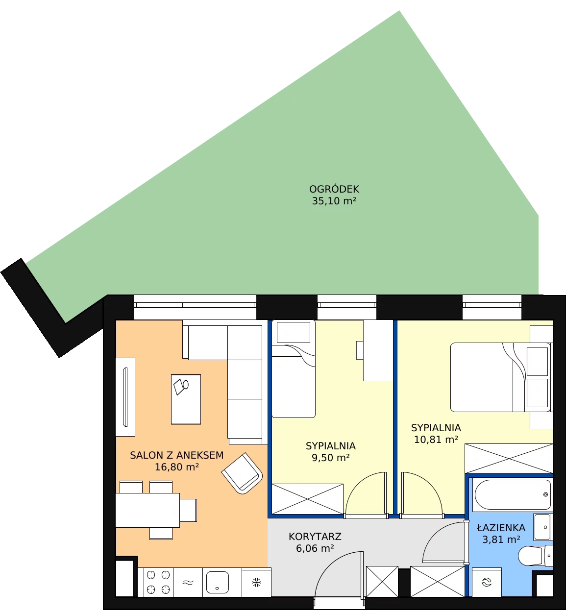 Zalety mieszkania 46.98 m², 5