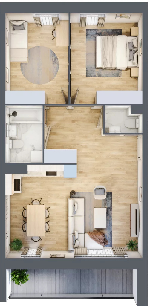3 pokoje, mieszkanie 67,60 m², piętro 1, oferta nr 15, Perła Śródmieścia, Białystok, Centrum, ul. Proletariacka