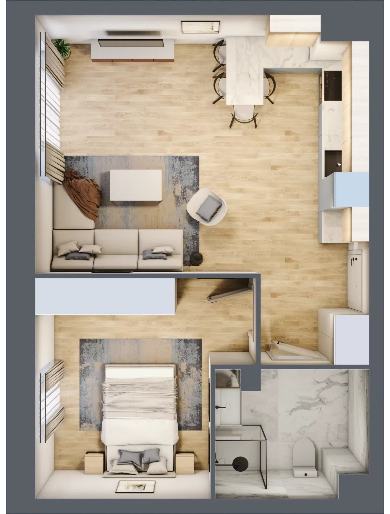 2 pokoje, mieszkanie 45,64 m², parter, oferta nr 49, Perła Śródmieścia, Białystok, Centrum, ul. Proletariacka
