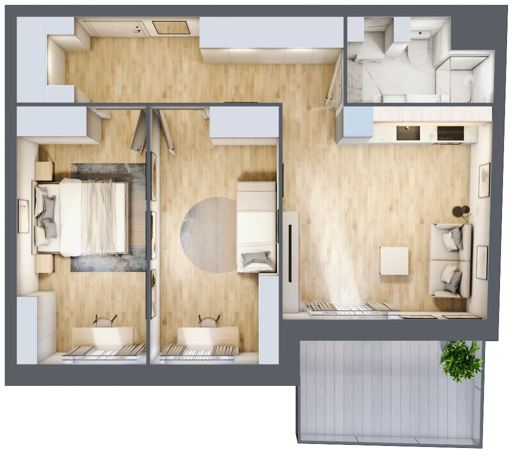 3 pokoje, mieszkanie 59,31 m², parter, oferta nr B1/38, Huzar B1 i B2, Białystok, Bacieczki, ul. Hugona Kołłątaja / kpt. Kazimierza Kamieńskiego
