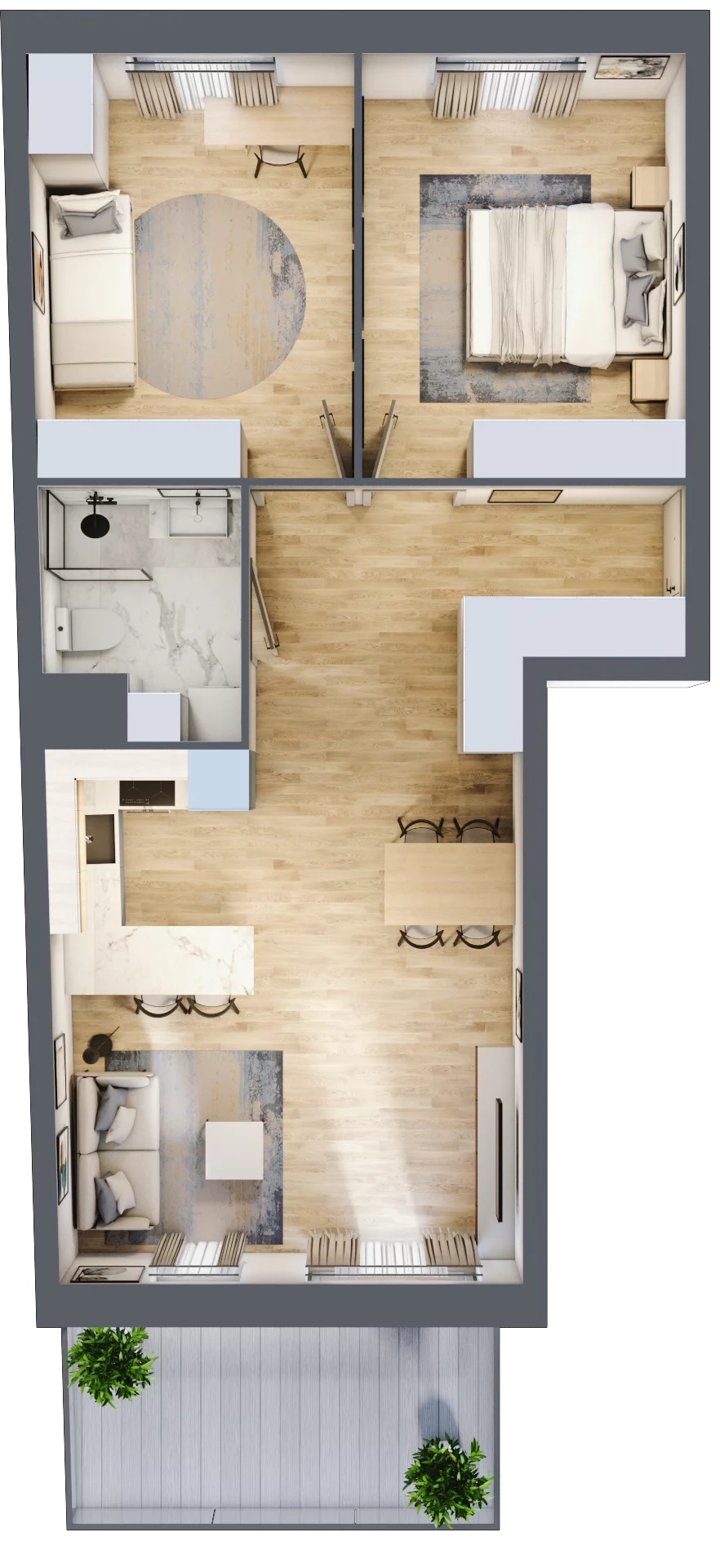 3 pokoje, mieszkanie 66,86 m², piętro 1, oferta nr B1/42, Huzar B1 i B2, Białystok, Bacieczki, ul. Hugona Kołłątaja / kpt. Kazimierza Kamieńskiego
