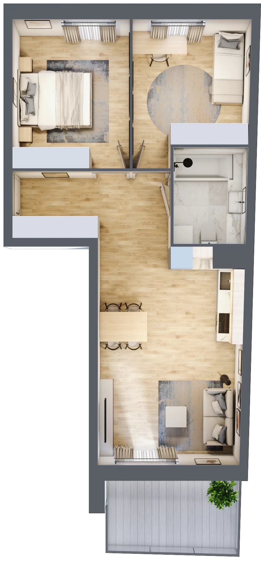 3 pokoje, mieszkanie 62,08 m², piętro 2, oferta nr B1/43, Huzar B1 i B2, Białystok, Bacieczki, ul. Hugona Kołłątaja / kpt. Kazimierza Kamieńskiego