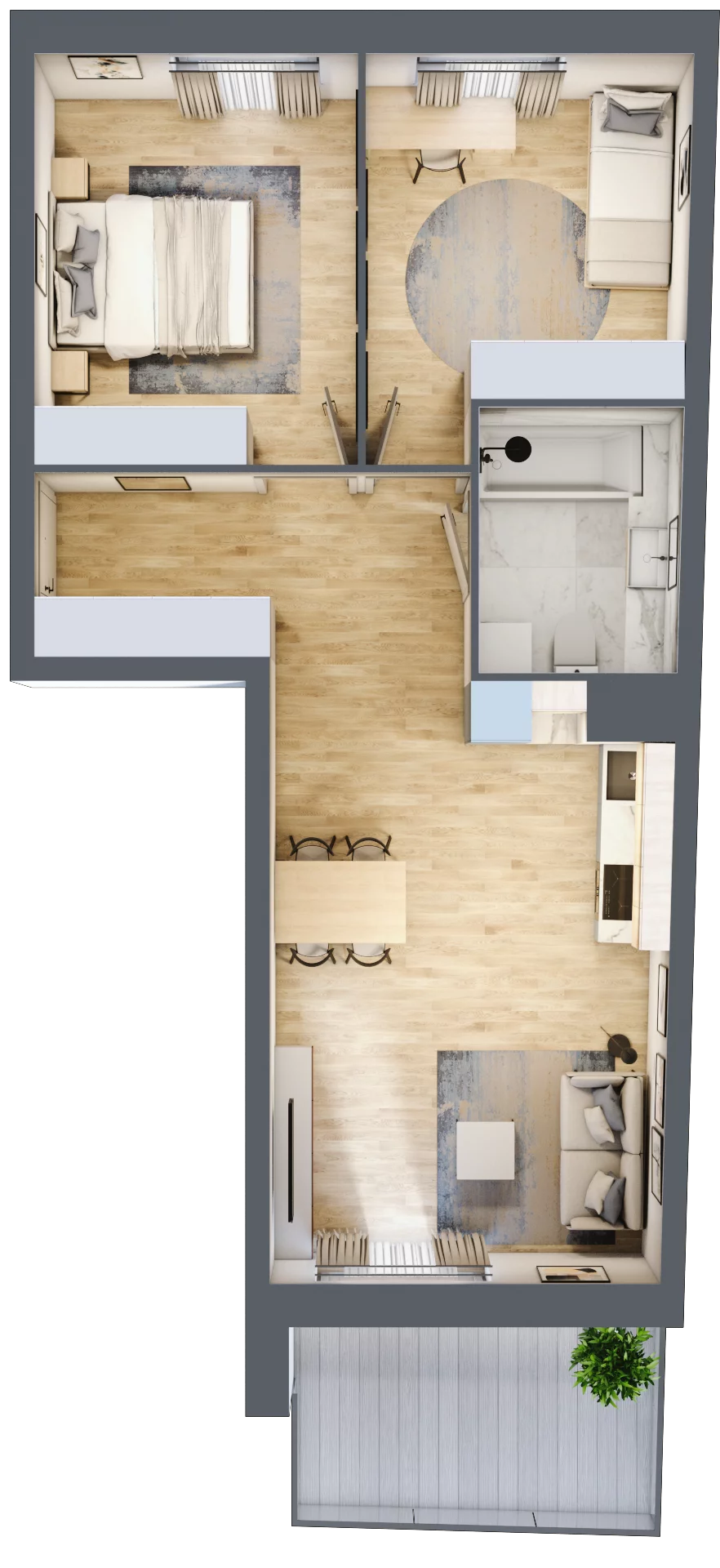 3 pokoje, mieszkanie 62,08 m², piętro 3, oferta nr B1/46, Huzar B1 i B2, Białystok, Bacieczki, ul. Hugona Kołłątaja / kpt. Kazimierza Kamieńskiego