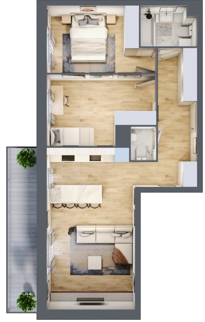 3 pokoje, mieszkanie 68,88 m², parter, oferta nr B1/53, Huzar B1 i B2, Białystok, Bacieczki, ul. Hugona Kołłątaja / kpt. Kazimierza Kamieńskiego