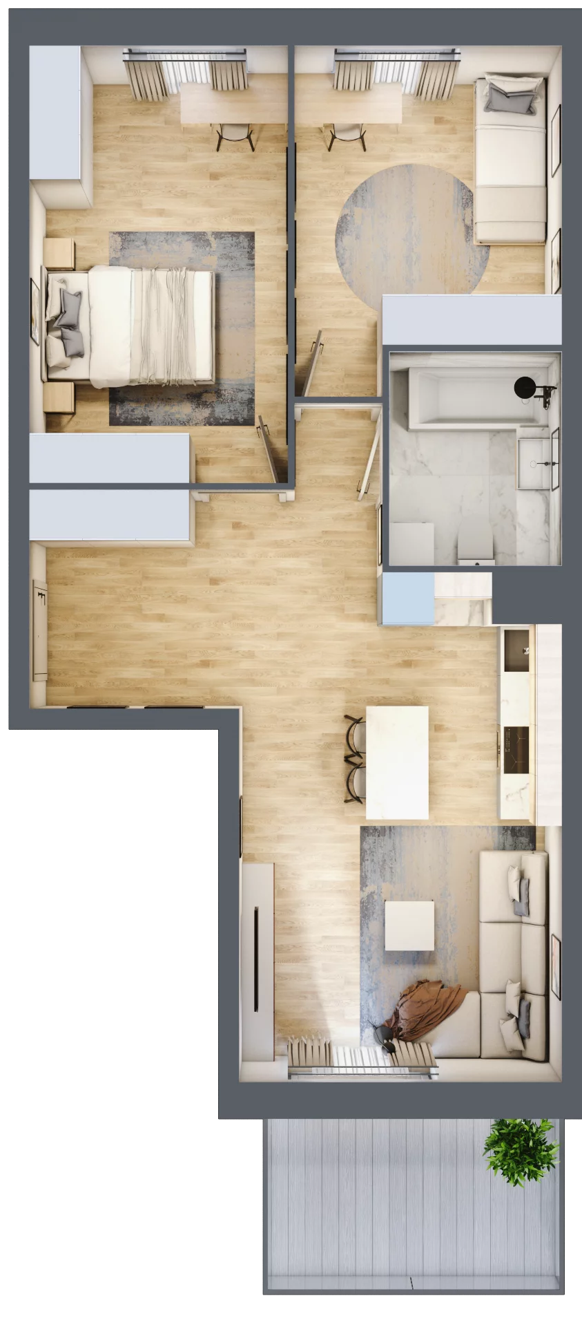 3 pokoje, mieszkanie 64,59 m², piętro 1, oferta nr B1/58, Huzar B1 i B2, Białystok, Bacieczki, ul. Hugona Kołłątaja / kpt. Kazimierza Kamieńskiego