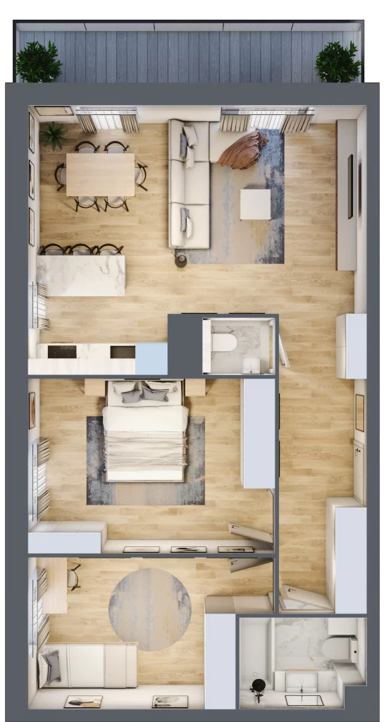 3 pokoje, mieszkanie 72,98 m², piętro 1, oferta nr B1/63, Huzar B1 i B2, Białystok, Bacieczki, ul. Hugona Kołłątaja / kpt. Kazimierza Kamieńskiego