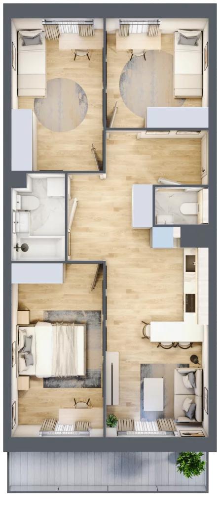 4 pokoje, mieszkanie 67,91 m², piętro 2, oferta nr B2/14, Huzar B1 i B2, Białystok, Bacieczki, ul. Hugona Kołłątaja / kpt. Kazimierza Kamieńskiego