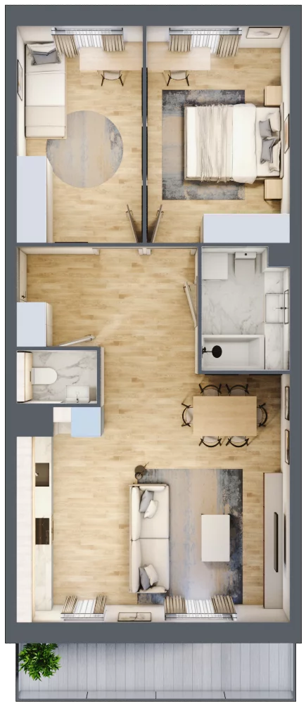 3 pokoje, mieszkanie 66,65 m², piętro 1, oferta nr B2/29, Huzar B1 i B2, Białystok, Bacieczki, ul. Hugona Kołłątaja / kpt. Kazimierza Kamieńskiego