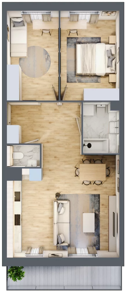 3 pokoje, mieszkanie 66,65 m², piętro 2, oferta nr B2/33, Huzar B1 i B2, Białystok, Bacieczki, ul. Hugona Kołłątaja / kpt. Kazimierza Kamieńskiego