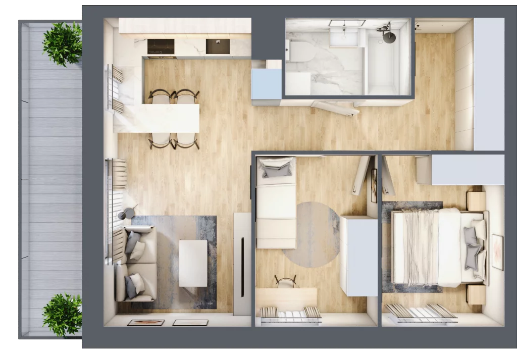 3 pokoje, mieszkanie 44,84 m², parter, oferta nr 1, Zalesie, Ignatki-Osiedle, ul. Leśna