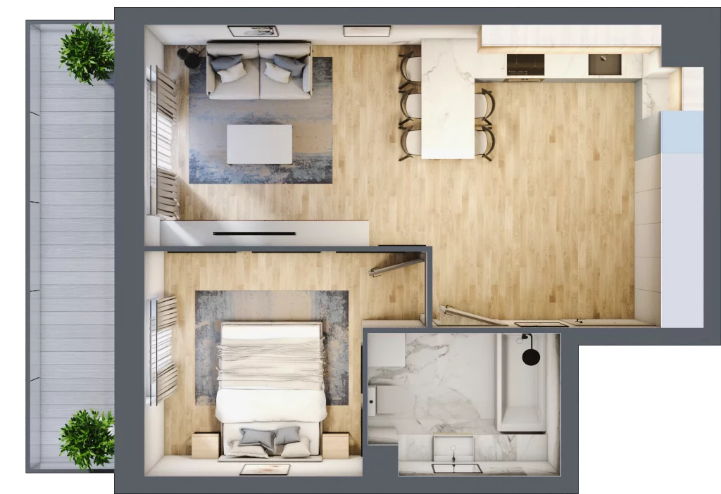 2 pokoje, mieszkanie 43,46 m², parter, oferta nr 2, Zalesie, Ignatki-Osiedle, ul. Leśna