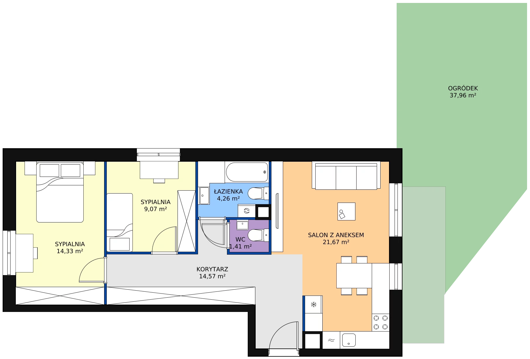 Zalety mieszkania 65.31 m², 3