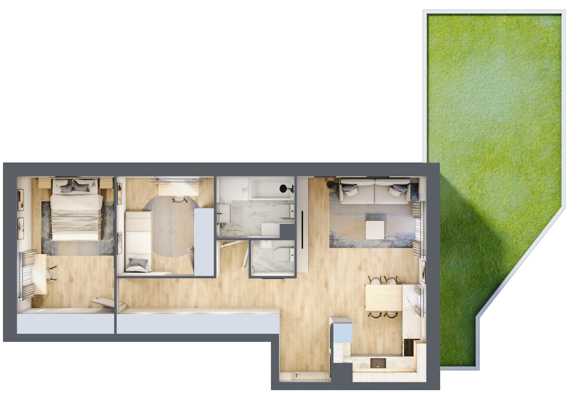 3 pokoje, mieszkanie 65,31 m², parter, oferta nr 3, Zalesie, Ignatki-Osiedle, ul. Leśna