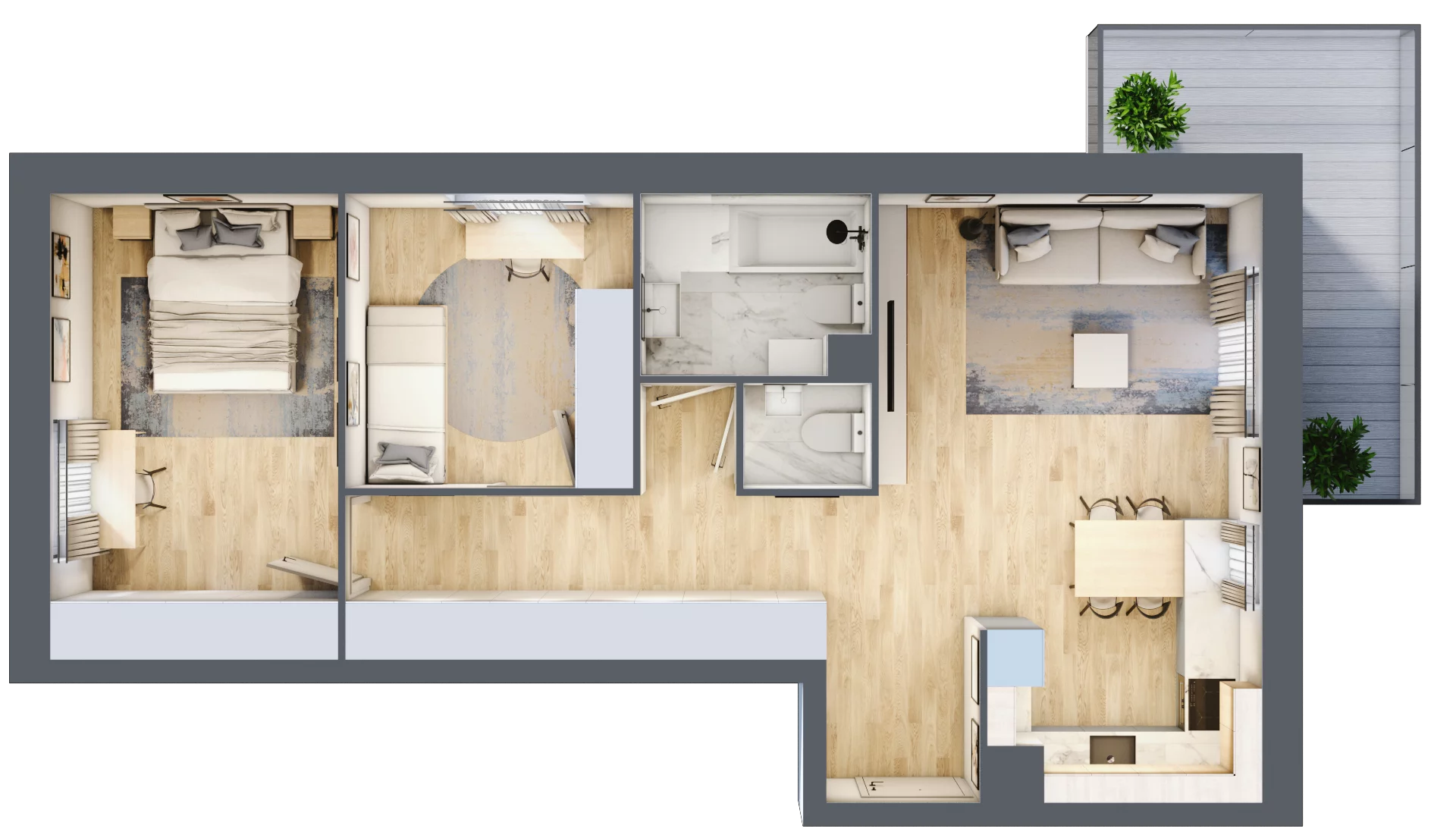 3 pokoje, mieszkanie 65,31 m², piętro 1, oferta nr 7, Zalesie, Ignatki-Osiedle, ul. Leśna