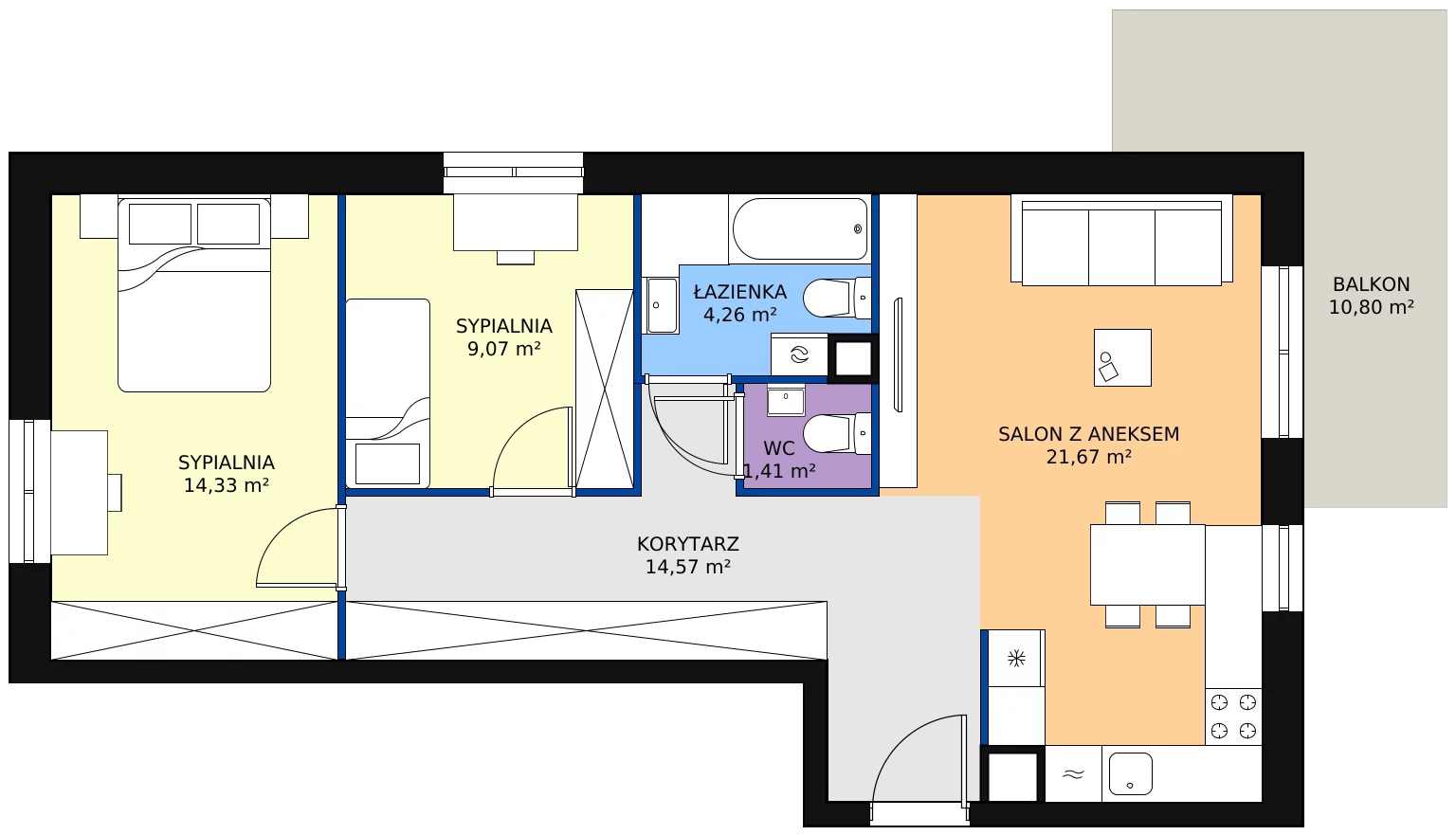 Zalety mieszkania 65.31 m², 11
