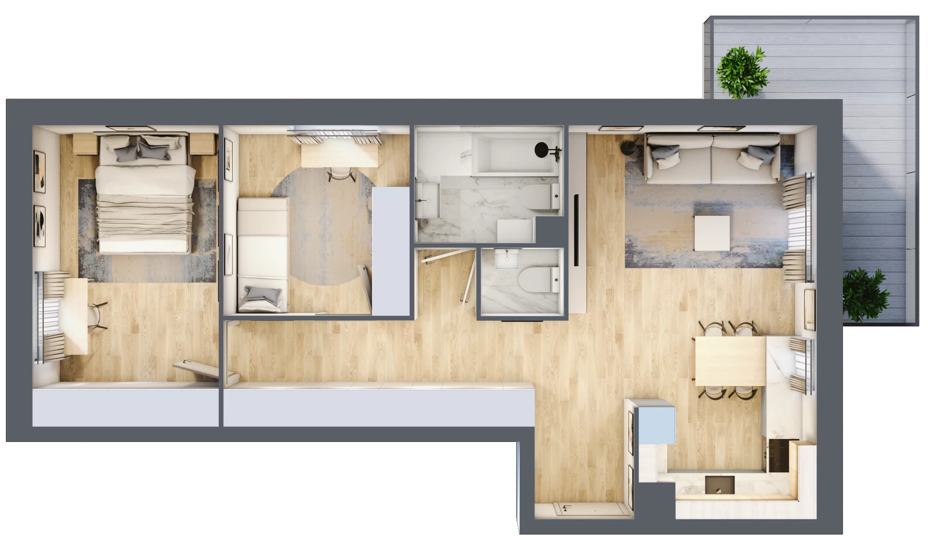 3 pokoje, mieszkanie 65,31 m², piętro 2, oferta nr 11, Zalesie, Ignatki-Osiedle, ul. Leśna