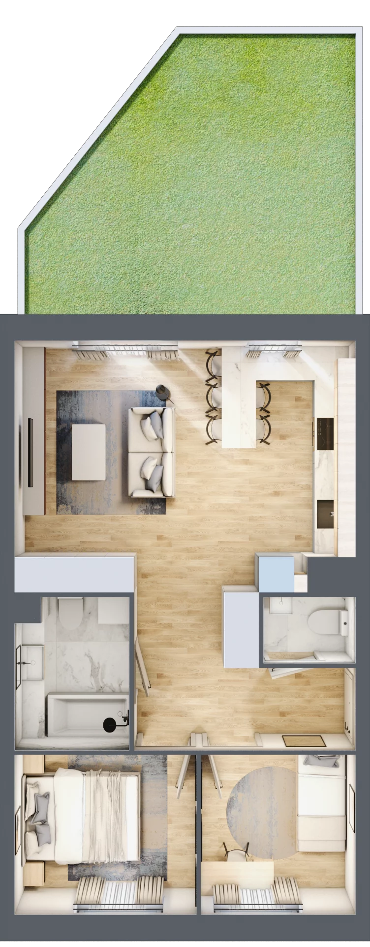 3 pokoje, mieszkanie 52,34 m², parter, oferta nr 12, Zalesie, Ignatki-Osiedle, ul. Leśna