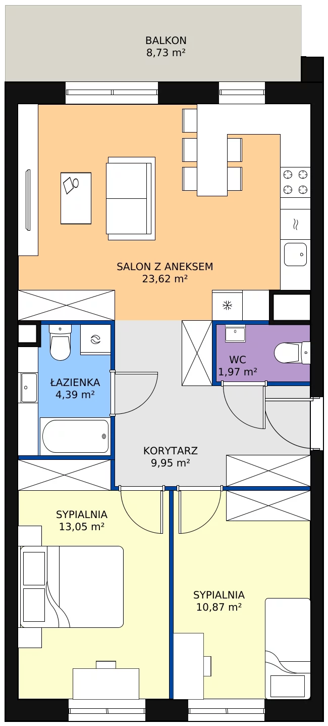 Zalety mieszkania 63.85 m², 14