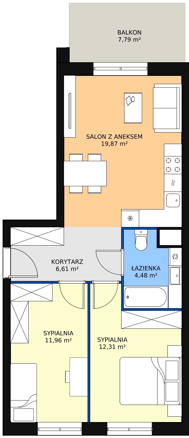 Zalety mieszkania 55.23 m², 22