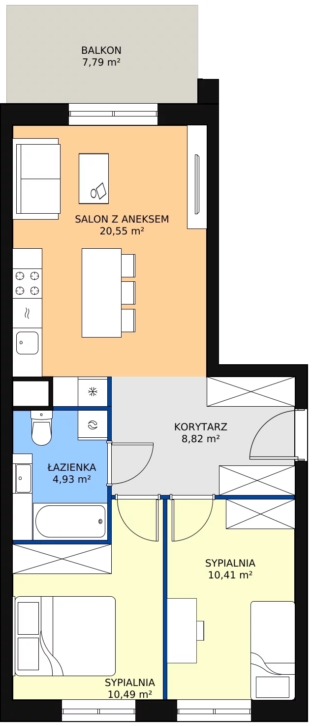Zalety mieszkania 55.2 m², 30