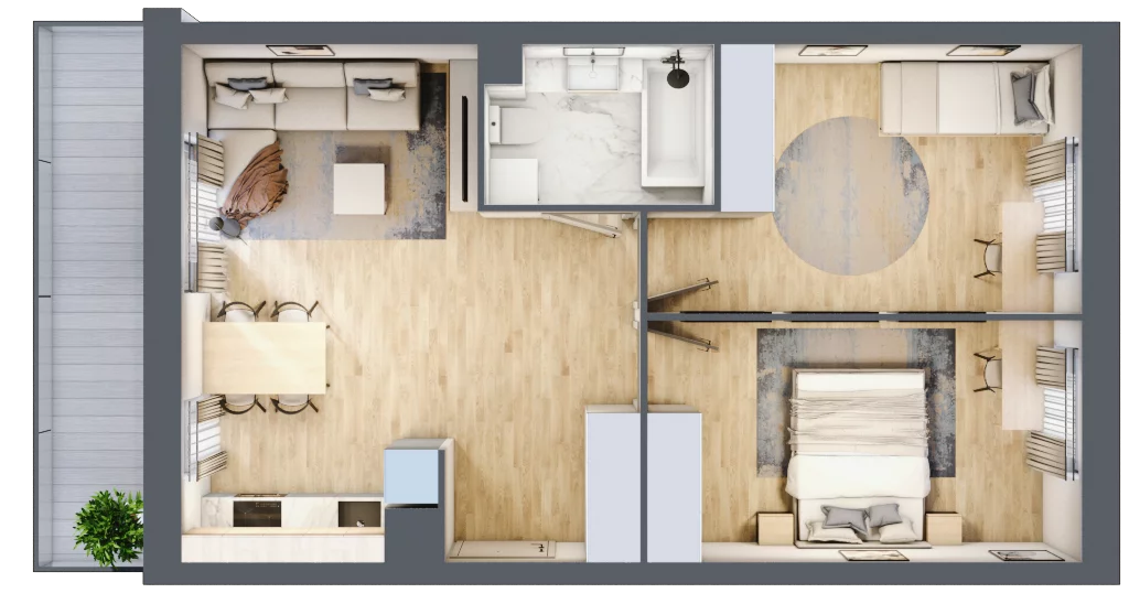 3 pokoje, mieszkanie 55,48 m², piętro 1, oferta nr 33, Zalesie, Ignatki-Osiedle, ul. Leśna