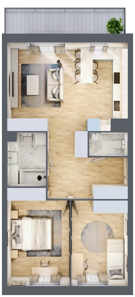 3 pokoje, mieszkanie 64,18 m², piętro 2, oferta nr 42, Zalesie, Ignatki-Osiedle, ul. Leśna