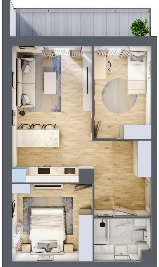 3 pokoje, mieszkanie 53,89 m², parter, oferta nr 48, Zalesie, Ignatki-Osiedle, ul. Leśna