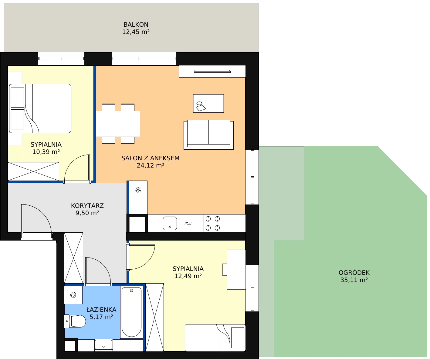 Zalety mieszkania 61.67 m², 49