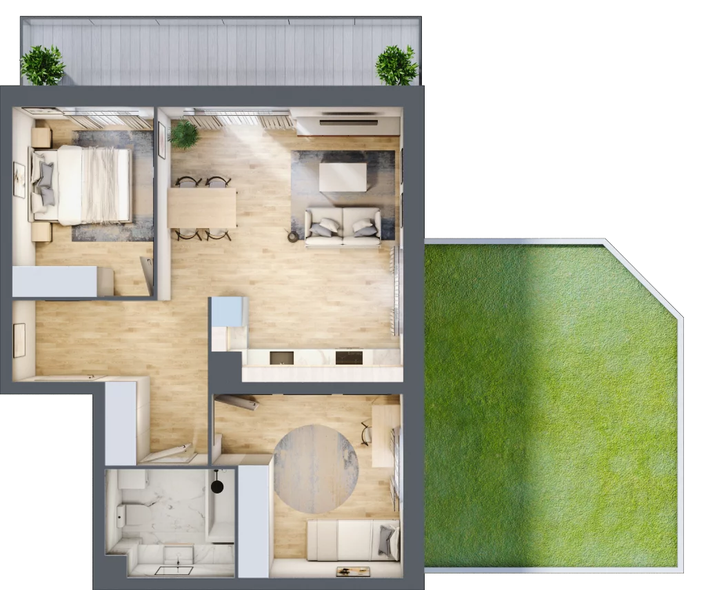 3 pokoje, mieszkanie 61,67 m², parter, oferta nr 49, Zalesie, Ignatki-Osiedle, ul. Leśna