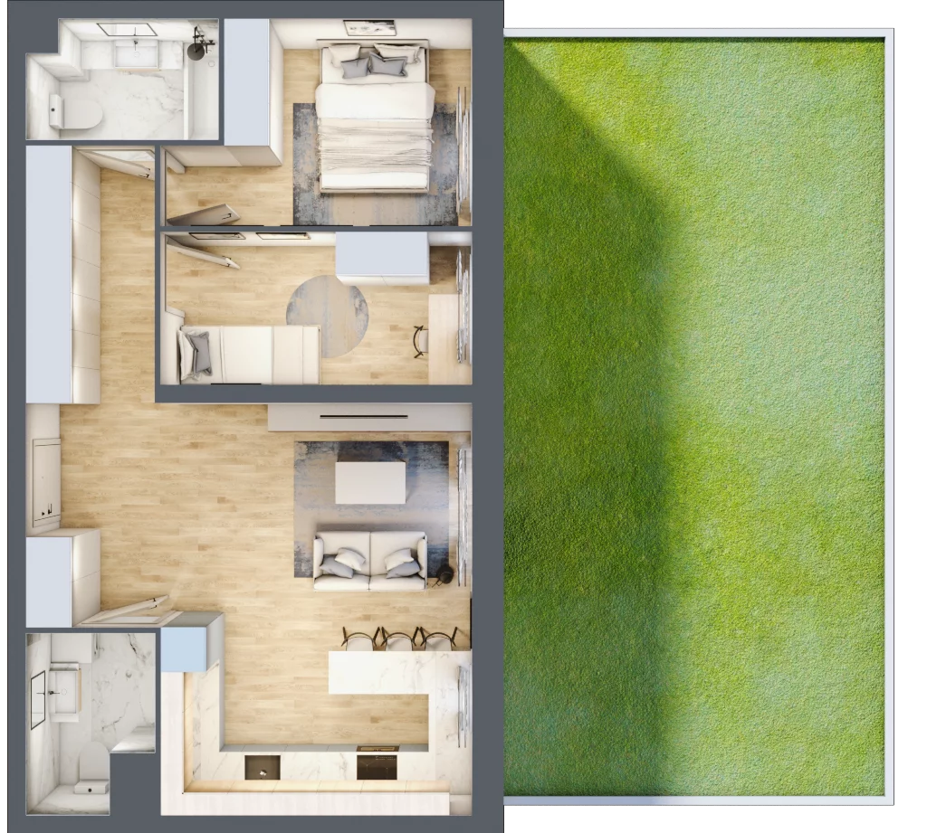 3 pokoje, mieszkanie 58,37 m², parter, oferta nr 50, Zalesie, Ignatki-Osiedle, ul. Leśna