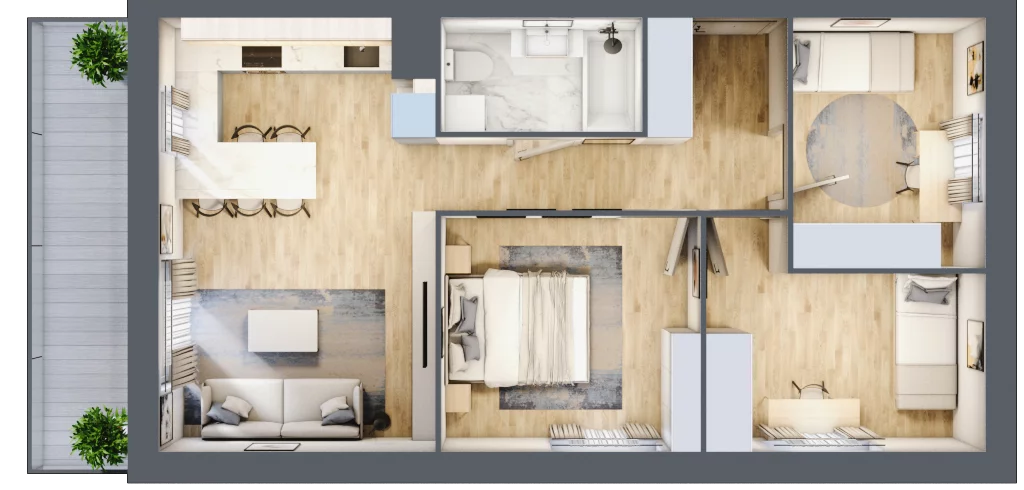 4 pokoje, mieszkanie 61,85 m², parter, oferta nr 71, Zalesie, Ignatki-Osiedle, ul. Leśna