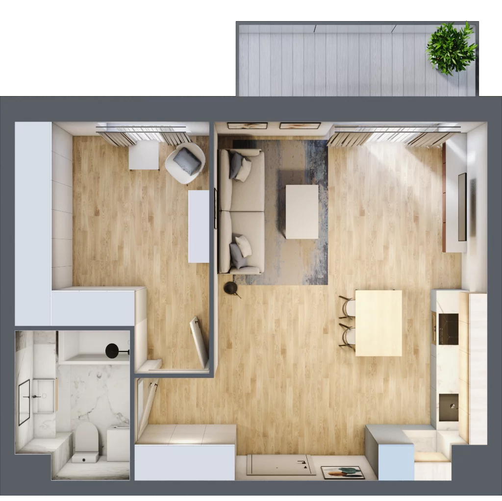 2 pokoje, mieszkanie 44,73 m², parter, oferta nr 73, Zalesie, Ignatki-Osiedle, ul. Leśna