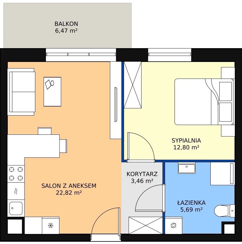 Zalety mieszkania 44.77 m², 74