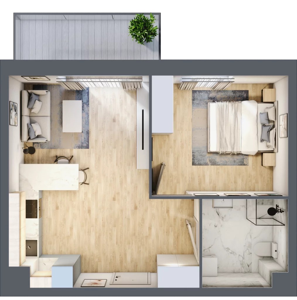 2 pokoje, mieszkanie 44,77 m², parter, oferta nr 74, Zalesie, Ignatki-Osiedle, ul. Leśna