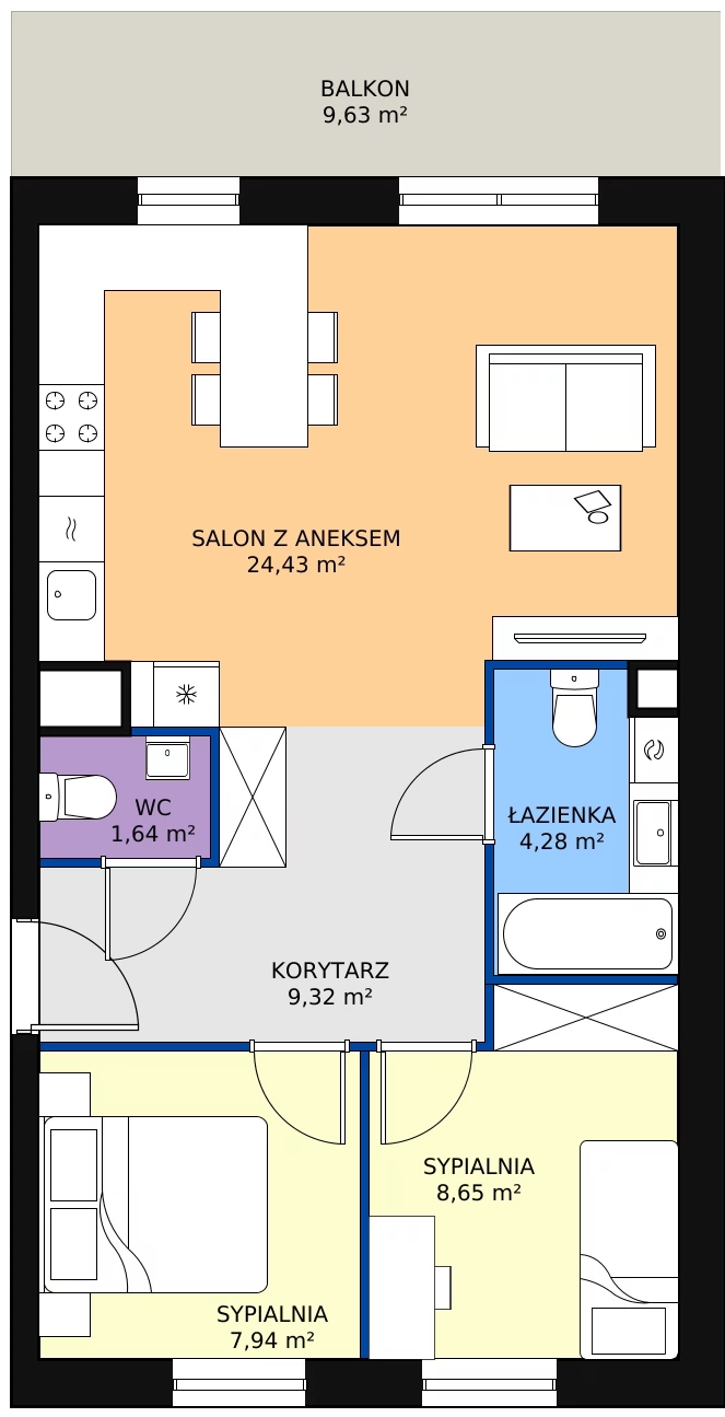 Zalety mieszkania 56.26 m², 75