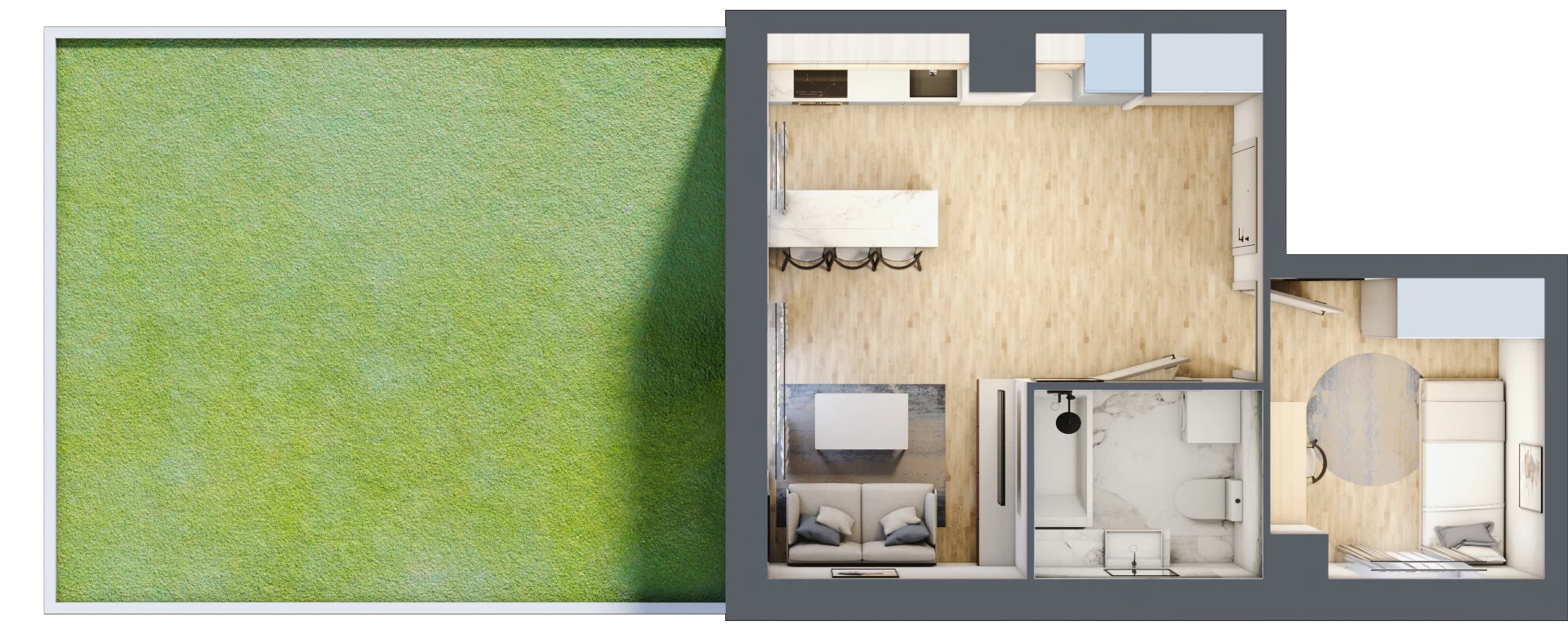 2 pokoje, mieszkanie 35,42 m², parter, oferta nr B3/1, Huzar B3, Białystok, Bacieczki, ul. Hugona Kołłątaja / kpt. Kazimierza Kamieńskiego