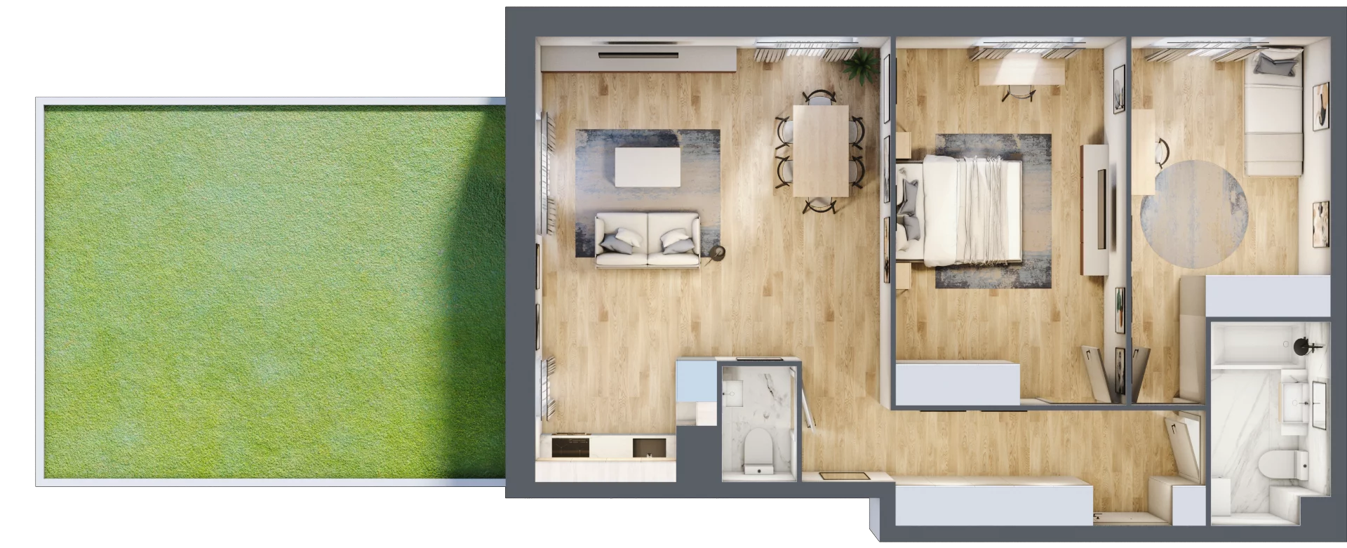 3 pokoje, mieszkanie 77,13 m², parter, oferta nr B3/2, Huzar B3, Białystok, Bacieczki, ul. Hugona Kołłątaja / kpt. Kazimierza Kamieńskiego