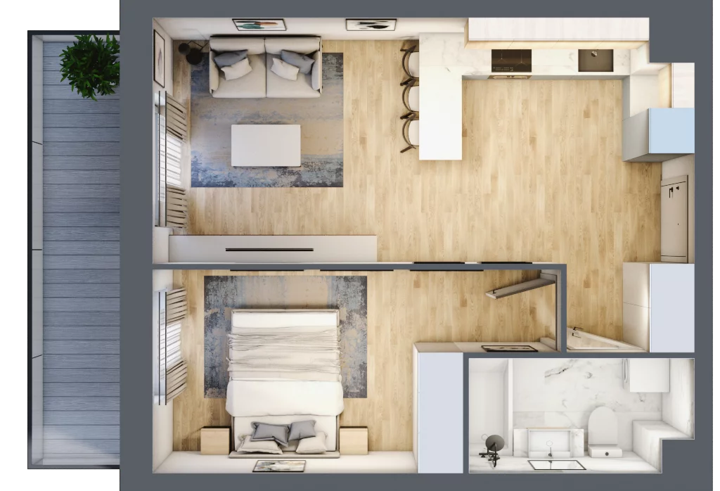 2 pokoje, mieszkanie 41,56 m², parter, oferta nr B3/3, Huzar B3, Białystok, Bacieczki, ul. Hugona Kołłątaja / kpt. Kazimierza Kamieńskiego