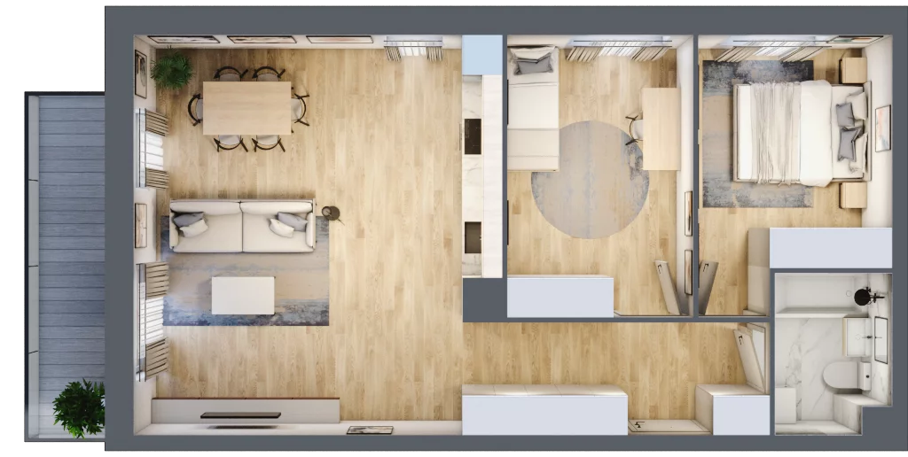 3 pokoje, mieszkanie 66,46 m², parter, oferta nr B3/4, Huzar B3, Białystok, Bacieczki, ul. Hugona Kołłątaja / kpt. Kazimierza Kamieńskiego