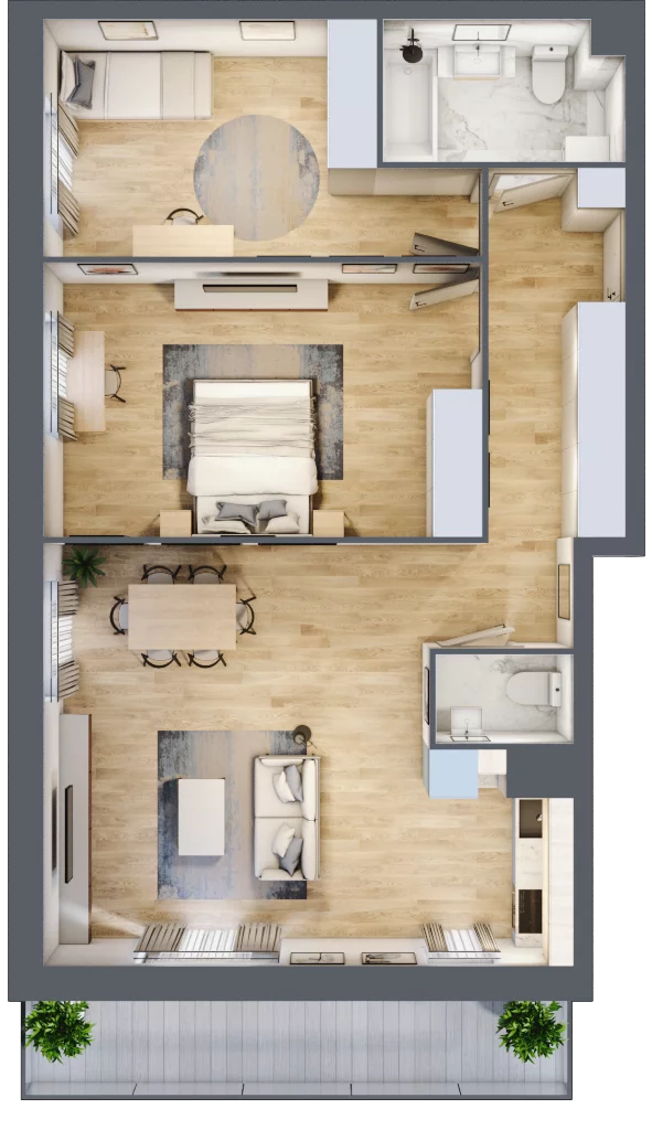 3 pokoje, mieszkanie 77,13 m², piętro 1, oferta nr B3/7, Huzar B3, Białystok, Bacieczki, ul. Hugona Kołłątaja / kpt. Kazimierza Kamieńskiego