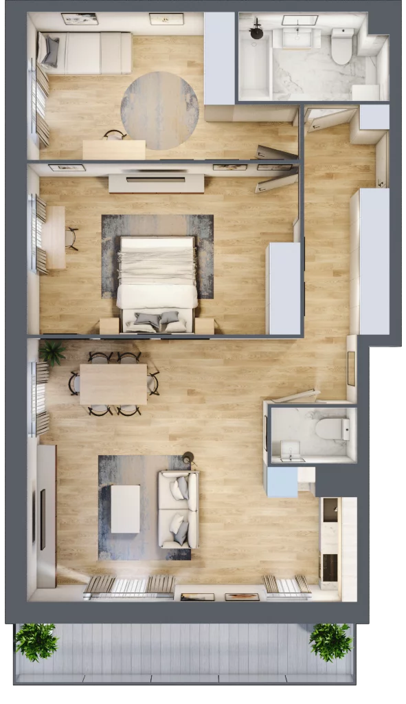 3 pokoje, mieszkanie 77,13 m², piętro 2, oferta nr B3/12, Huzar B3, Białystok, Bacieczki, ul. Hugona Kołłątaja / kpt. Kazimierza Kamieńskiego