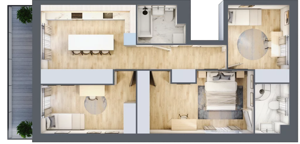 4 pokoje, mieszkanie 71,21 m², piętro 4, oferta nr B3/21, Huzar B3, Białystok, Bacieczki, ul. Hugona Kołłątaja / kpt. Kazimierza Kamieńskiego