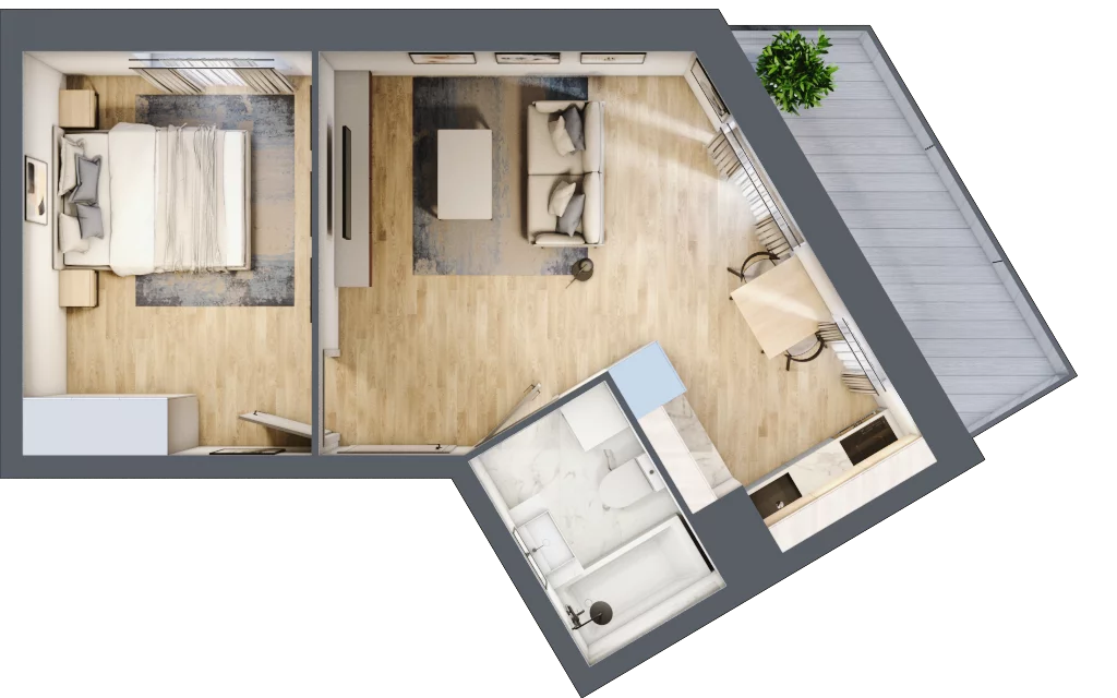 2 pokoje, mieszkanie 38,42 m², parter, oferta nr B3/53, Huzar B3, Białystok, Bacieczki, ul. Hugona Kołłątaja / kpt. Kazimierza Kamieńskiego