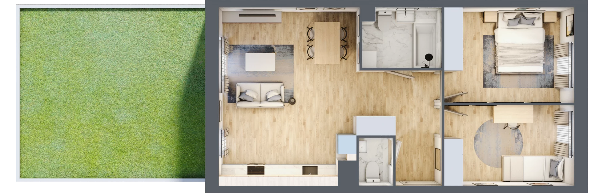 3 pokoje, mieszkanie 62,76 m², parter, oferta nr B3/56, Huzar B3, Białystok, Bacieczki, ul. Hugona Kołłątaja / kpt. Kazimierza Kamieńskiego