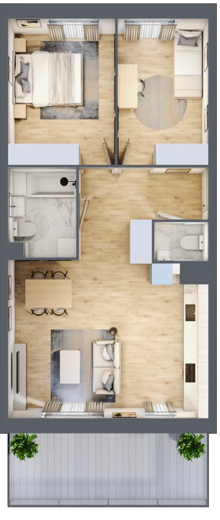 3 pokoje, mieszkanie 62,76 m², piętro 2, oferta nr B3/68, Huzar B3, Białystok, Bacieczki, ul. Hugona Kołłątaja / kpt. Kazimierza Kamieńskiego
