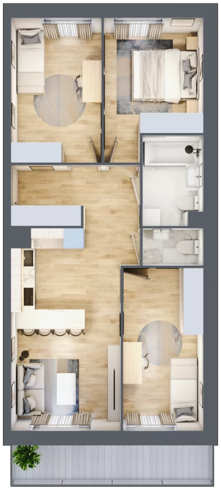 4 pokoje, mieszkanie 67,17 m², piętro 3, oferta nr B3/71, Huzar B3, Białystok, Bacieczki, ul. Hugona Kołłątaja / kpt. Kazimierza Kamieńskiego