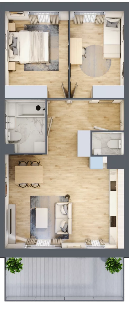 3 pokoje, mieszkanie 62,76 m², piętro 3, oferta nr B3/74, Huzar B3, Białystok, Bacieczki, ul. Hugona Kołłątaja / kpt. Kazimierza Kamieńskiego