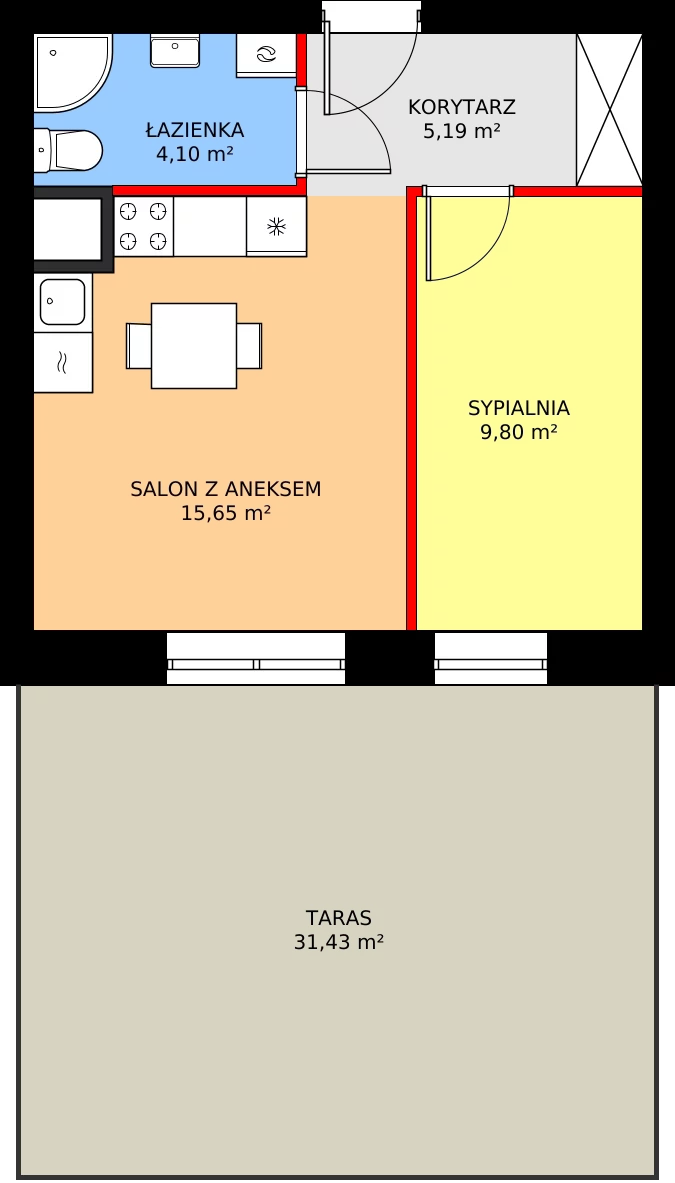 2 pokoje, mieszkanie 34,74 m², parter, oferta nr B4-2, Osiedle Dolina Cisów B4 i B5, Wasilków, ul. Nadawki