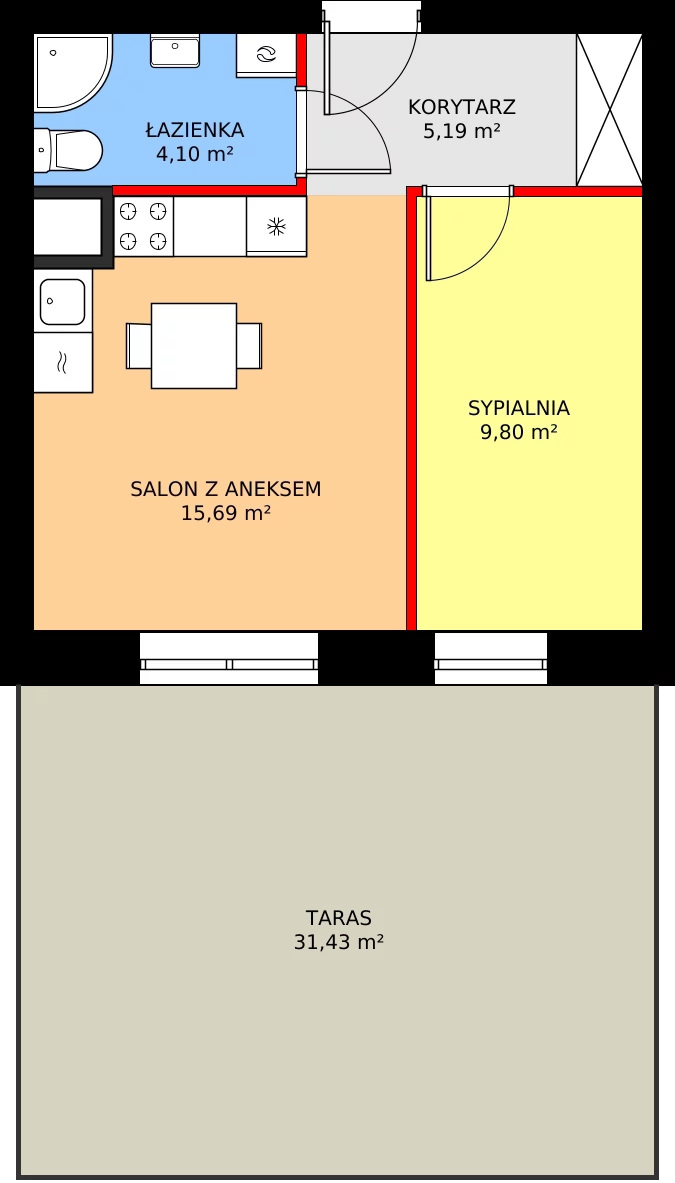 2 pokoje, mieszkanie 34,78 m², parter, oferta nr B4-32, Osiedle Dolina Cisów B4 i B5, Wasilków, ul. Nadawki