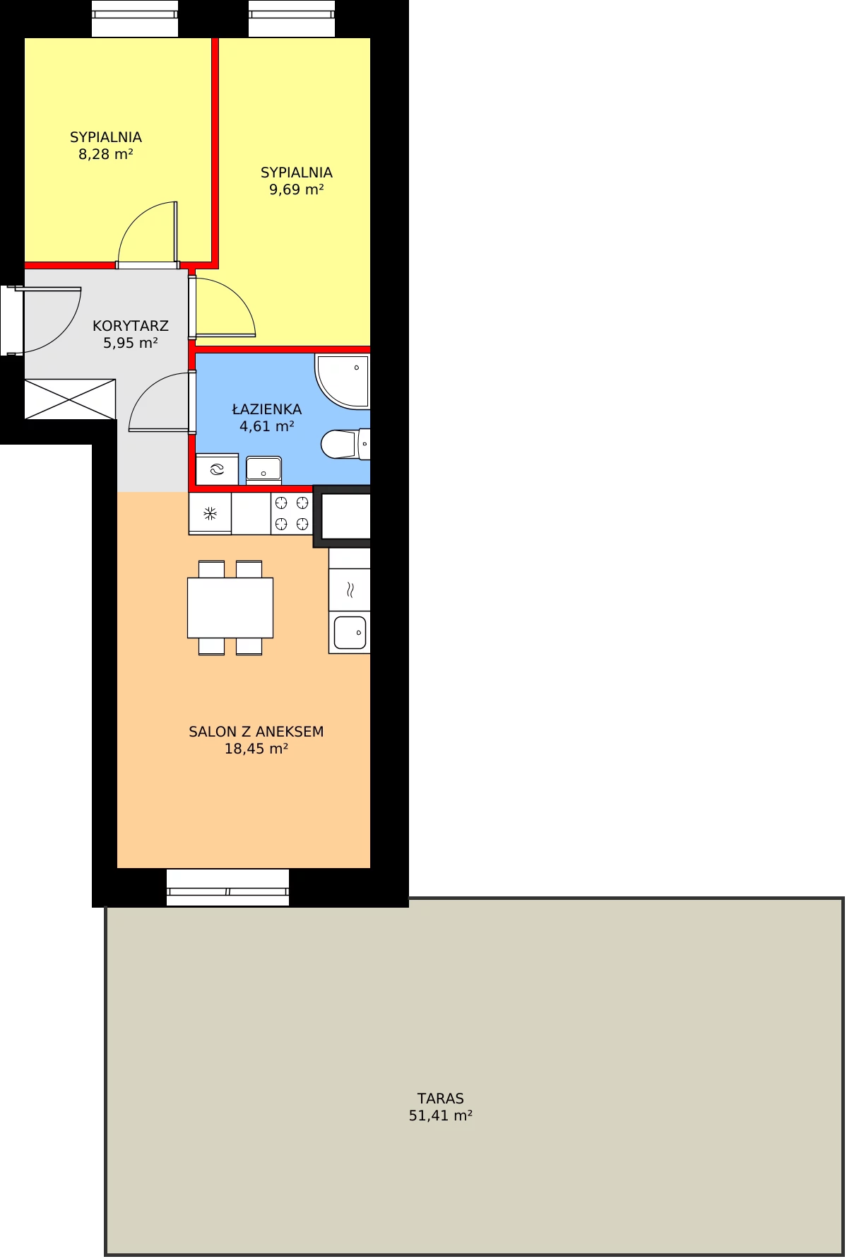 3 pokoje, mieszkanie 46,98 m², parter, oferta nr B5-1, Osiedle Dolina Cisów B4 i B5, Wasilków, ul. Nadawki